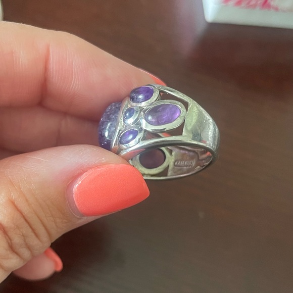 Sterling silver and amethyst ring - Picture 3 of 5